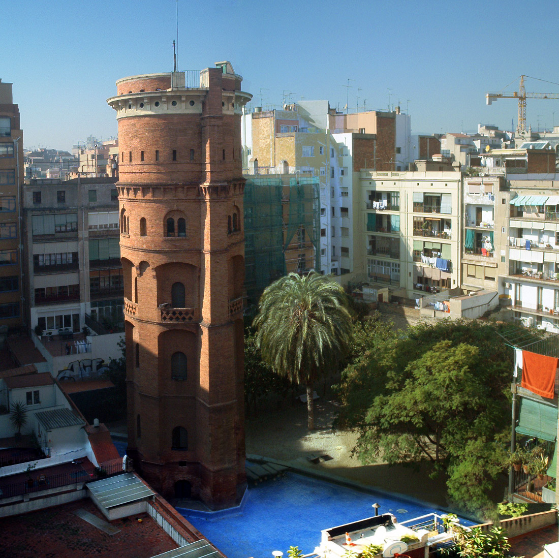 Recovered water tower courtyard